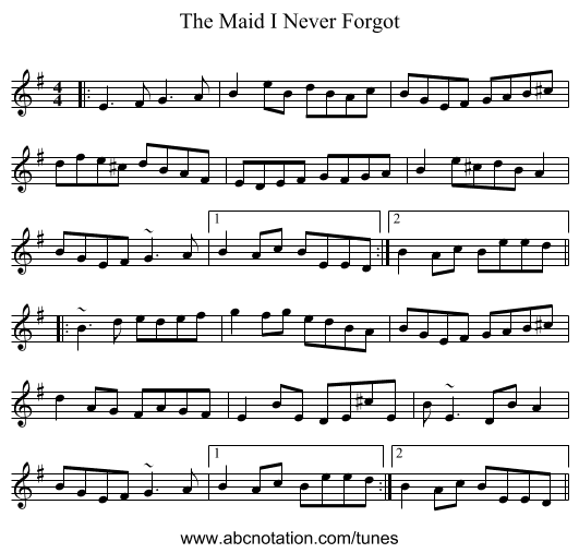 The Maid I Never Forgot - staff notation