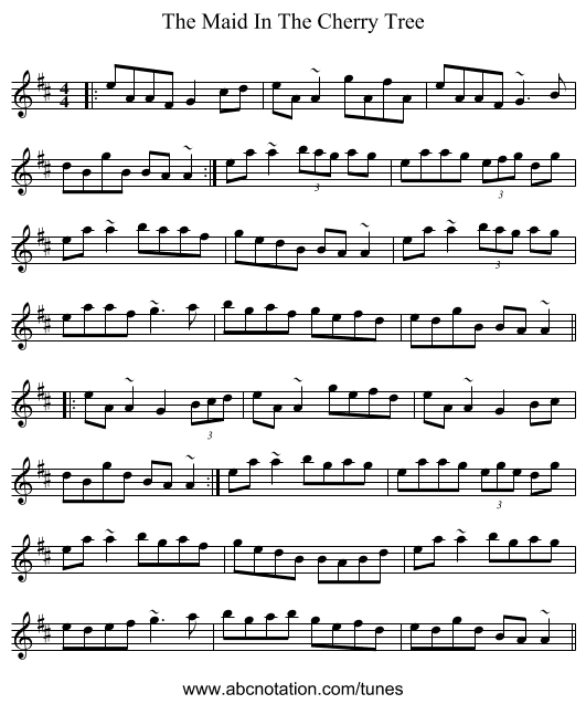 The Maid In The Cherry Tree - staff notation