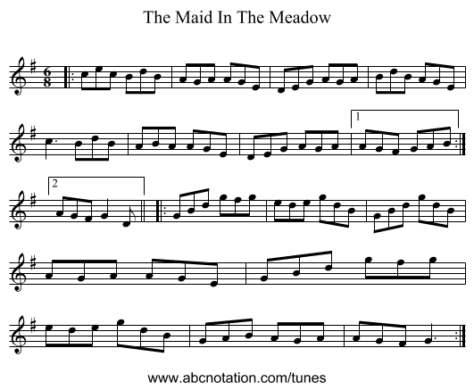 The Maid In The Meadow - staff notation