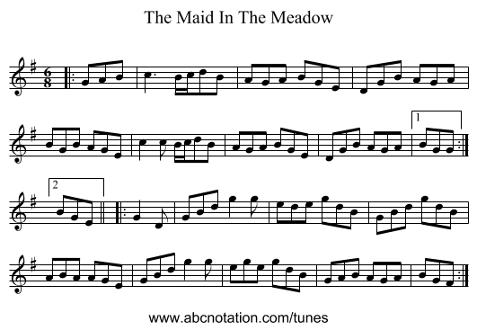 The Maid In The Meadow - staff notation