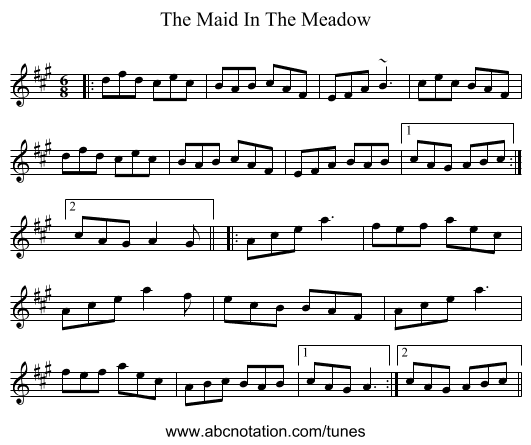 The Maid In The Meadow - staff notation