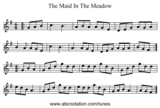 The Maid In The Meadow - staff notation