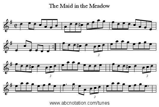The Maid in the Meadow - staff notation