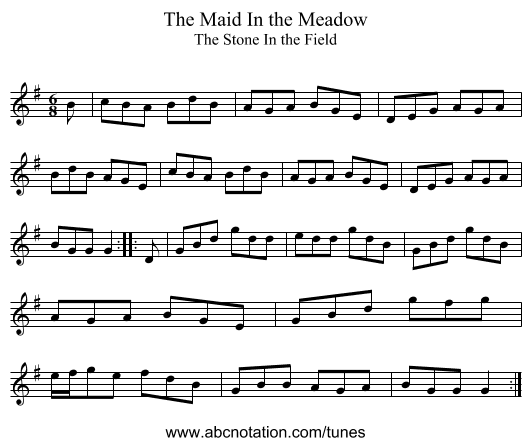 The Maid In the Meadow - staff notation
