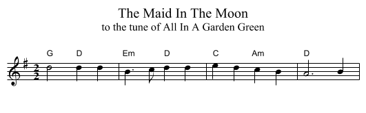 The Maid In The Moon - staff notation