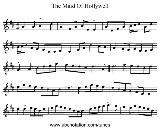 The Maid Of Hollywell - staff notation
