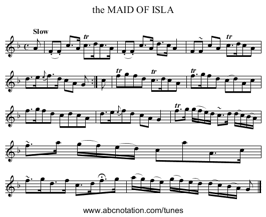 the MAID OF ISLA - staff notation