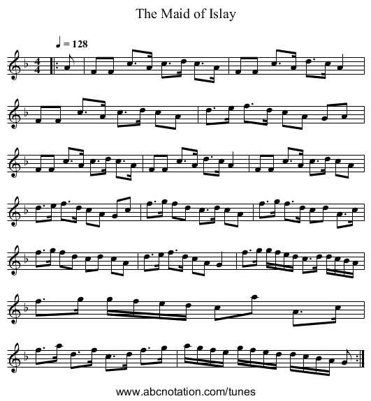 The Maid of Islay - staff notation