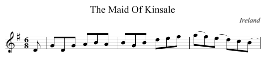 The Maid Of Kinsale - staff notation