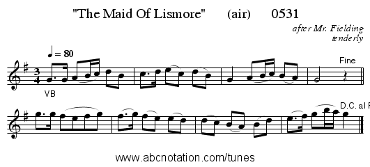 The Maid Of Lismore      (air)      0531 - staff notation