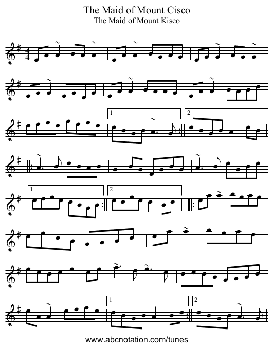 The Maid of Mount Cisco - staff notation