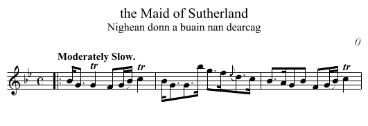 the Maid of Sutherland - staff notation