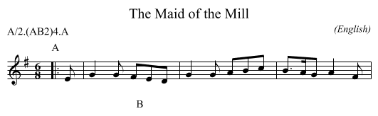 The Maid of the Mill - staff notation