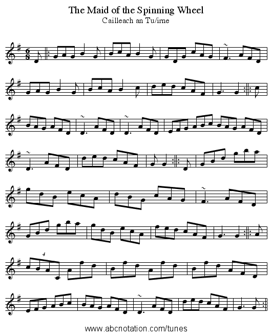 The Maid of the Spinning Wheel - staff notation