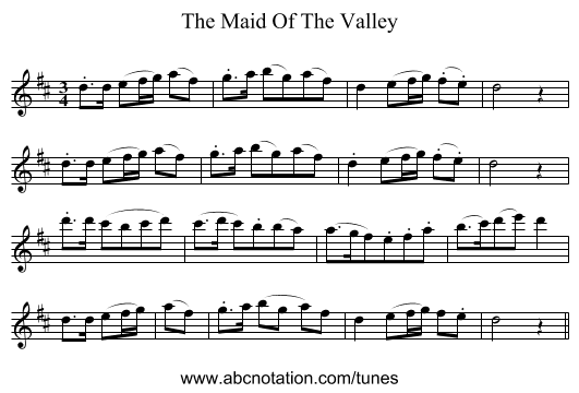 The Maid Of The Valley - staff notation
