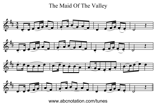 The Maid Of The Valley - staff notation