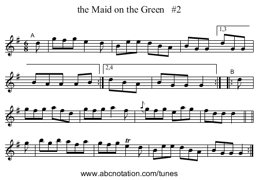 the Maid on the Green   #2 - staff notation