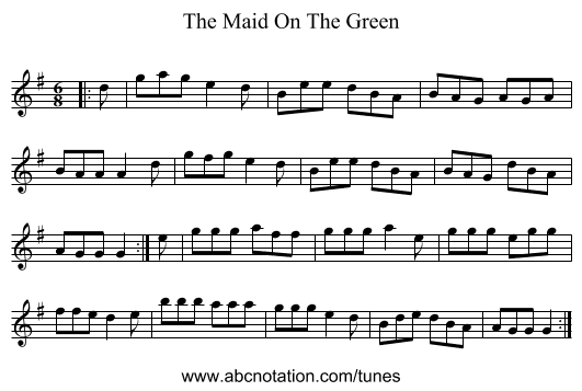 The Maid On The Green - staff notation