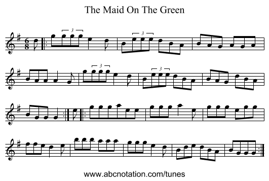 The Maid On The Green - staff notation