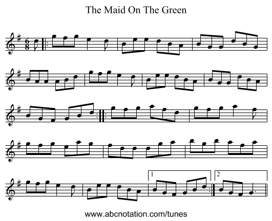 The Maid On The Green - staff notation