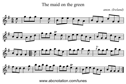 The maid on the green - staff notation