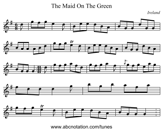 The Maid On The Green - staff notation