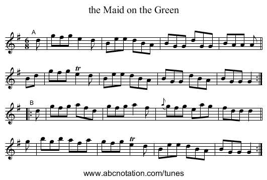 the Maid on the Green - staff notation