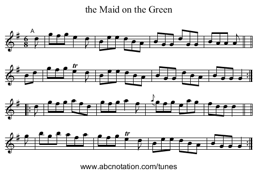 the Maid on the Green - staff notation