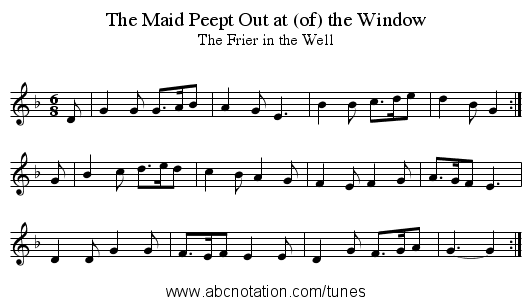 The Maid Peept Out at (of) the Window - staff notation