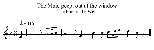 The Maid peept out at the window - staff notation