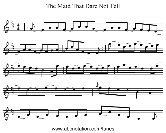 The Maid That Dare Not Tell - staff notation