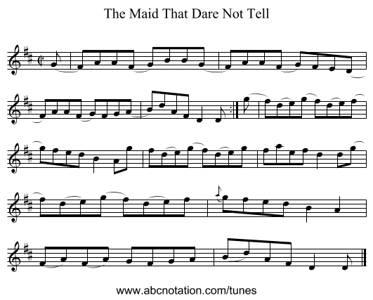 The Maid That Dare Not Tell - staff notation