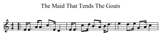The Maid That Tends The Goats - staff notation