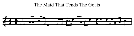 The Maid That Tends The Goats - staff notation