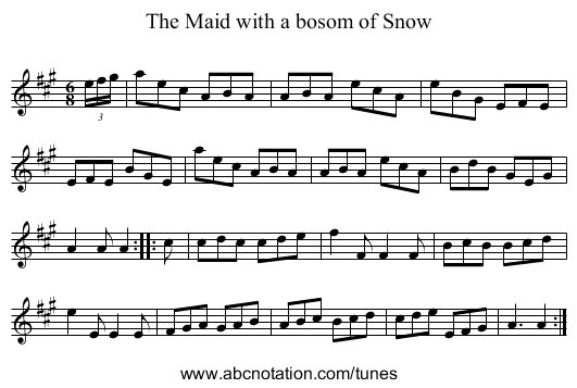 The Maid with a bosom of Snow - staff notation