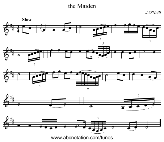 the Maiden - staff notation