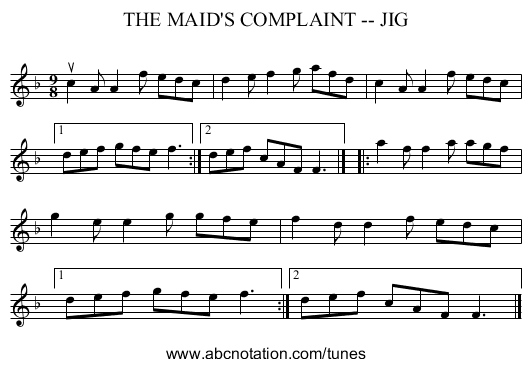 THE MAID'S COMPLAINT -- JIG - staff notation