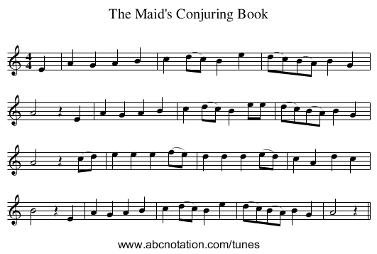 The Maid's Conjuring Book - staff notation