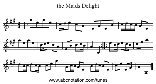 the Maids Delight - staff notation