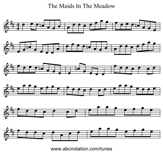 The Maids In The Meadow - staff notation