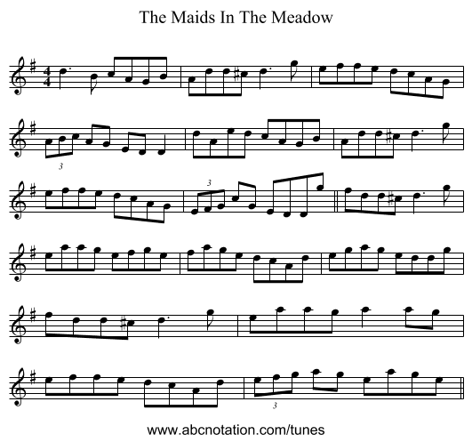 The Maids In The Meadow - staff notation