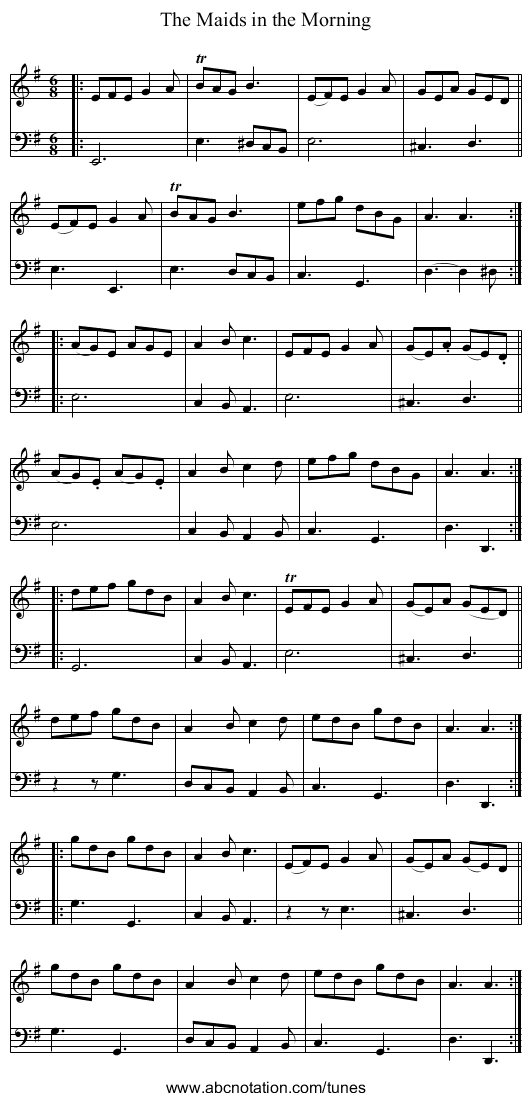 The Maids in the Morning - staff notation
