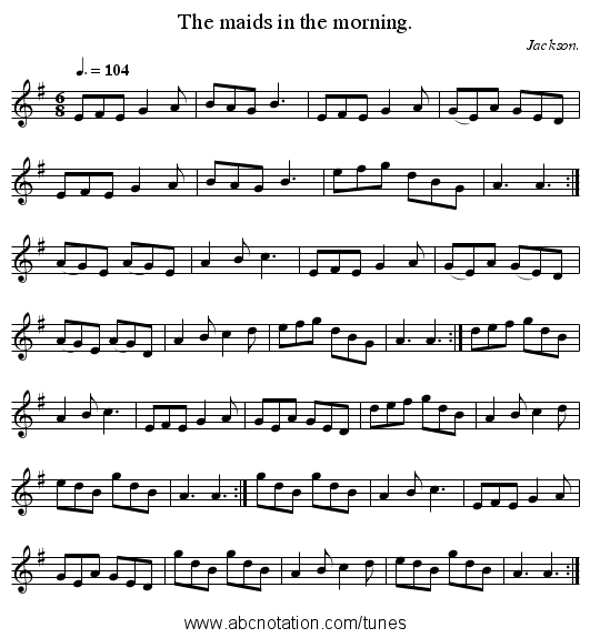 The maids in the morning. - staff notation