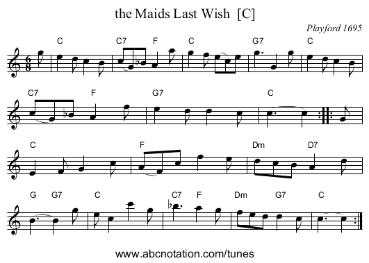 the Maids Last Wish  [C] - staff notation