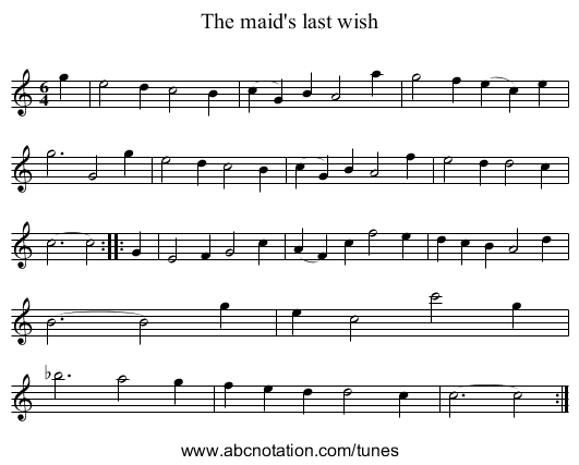 The maid's last wish - staff notation