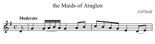 the Maids of Araglen - staff notation
