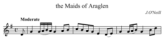 the Maids of Araglen - staff notation