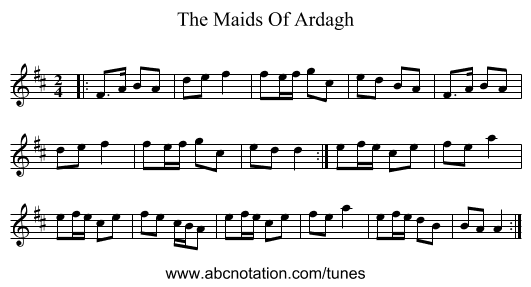 The Maids Of Ardagh - staff notation