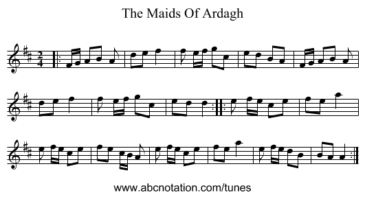 The Maids Of Ardagh - staff notation