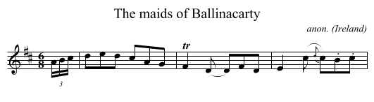 The maids of Ballinacarty - staff notation